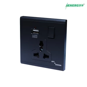 A&D 16A Multi socket with switch and USB charger 2A BK/GD